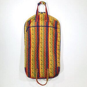 Vintage Cotton Quilted Hanging Garment Bag 48x25 Indonesia Blue Interior